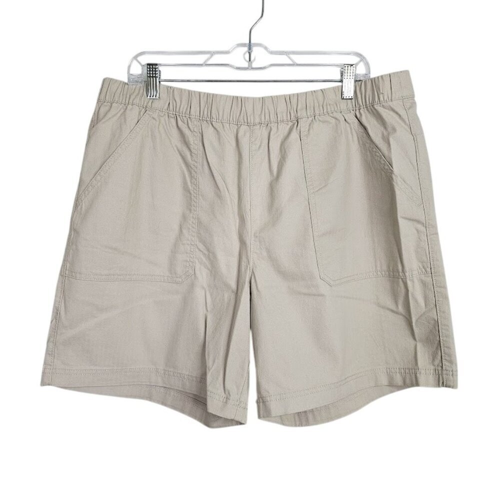 NWT STYLE & CO Pull On Chino Shorts size XL STONE WALL TAN BEIGE Elastic Waist